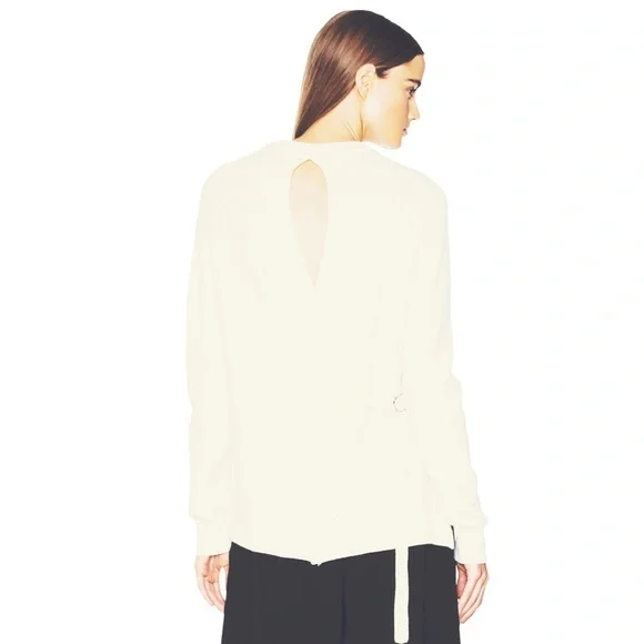 Proenza Schouler Ivory Cotton Cashmere Rib Wrap SweaterMEDIUM